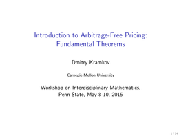 Introduction to Arbitrage-Free Pricing:Fundamental Theorems [PDF]