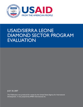 Usaid/Sierra Leone Diamond Sector Program Evaluation
