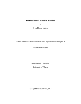 The Epistemology of Natural Deduction Seyed Hassan Masoud