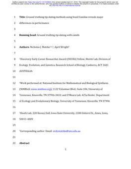 Ground Truthing Tip-Dating Methods Using Fossil Canidae Reveals Major