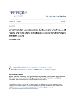 Government Tan Lines: Examining the Reach and Effectiveness of Federal and State Efforts to Protect Consumers from the Dangers of Indoor Tanning