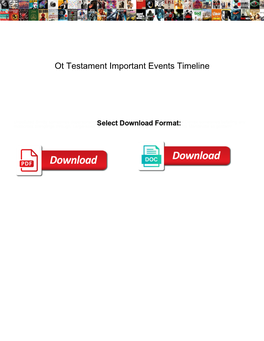 Ot Testament Important Events Timeline