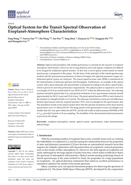 Optical System for the Transit Spectral Observation of Exoplanet-Atmosphere Characteristics