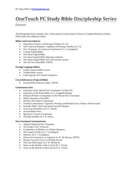 Onetouch PC Study Bible Discipleship Series Contents