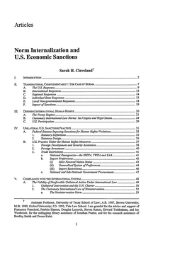 Norm Internalization and U.S. Economic Sanctions