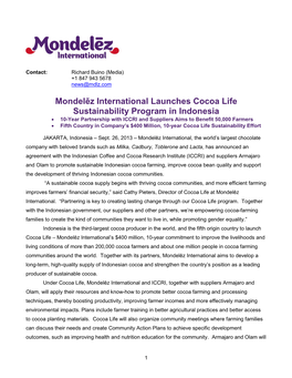 Mondelēz International Launches Cocoa Life Sustainability Program