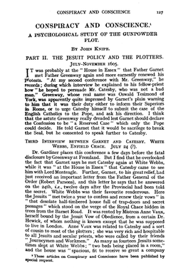 Conspiracy and Conscience.1 a Psychological Study of the Gunpowder Plot