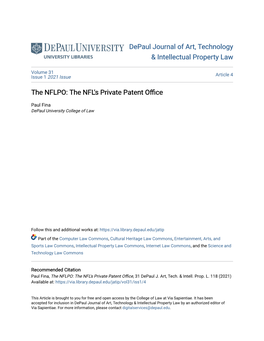 The NFL's Private Patent Office