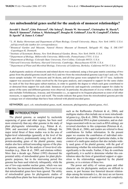 Are Mitochondrial Genes Useful for the Analysis of Monocot Relationships?