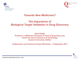 Towards New Medicines? the Importance of Biological Target