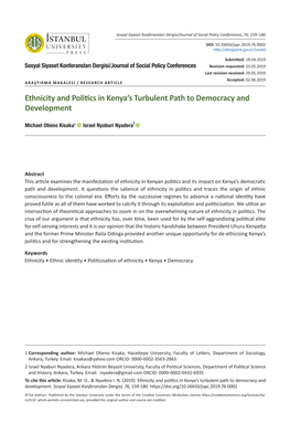 Ethnicity and Politics in Kenya's Turbulent Path to Democracy and Development