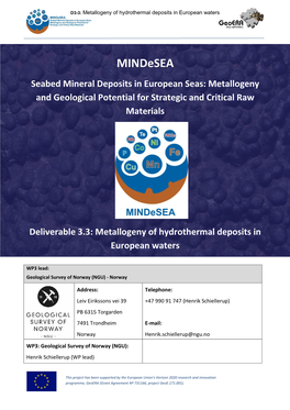 Metallogeny of Hydrothermal Deposits in European Waters