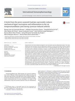 A Lectin from the Green Seaweed Caulerpa Cupressoides Reduces Mechanical Hyper-Nociception and Inflammation in the Rat Temporoma