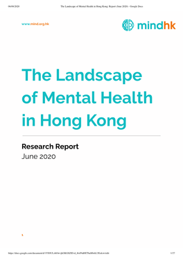 The Landscape of Mental Health in Hong Kong: Report (June 2020) - Google Docs