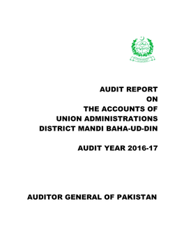 Audit Report on the Accounts of Union Administrations District Mandi Baha-Ud-Din