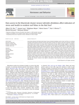 Does Access to the Bluestreak Cleaner Wrasse Labroides Dimidiatus Affect Indicators of Stress and Health in Resident Reef ﬁshes in the Red Sea?