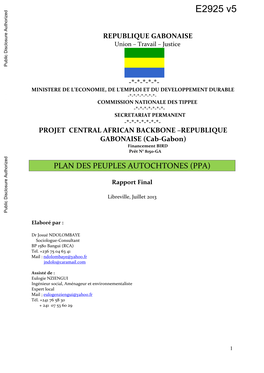 REPUBLIQUE GABONAISE Union – Travail – Justice Public Disclosure Authorized