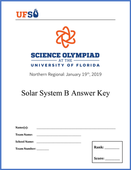 Solar System B Answer Key