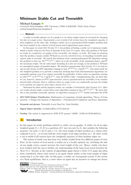 Minimum Stable Cut and Treewidth