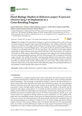 Floral Biology Studies in Habanero Pepper (Capsicum Chinense Jacq.) to Implement in a Cross-Breeding Program