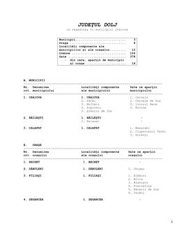 JUDEŢUL DOLJ Cu Reşedinţa În Municipiul Craiova