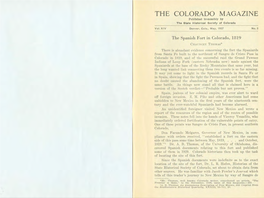 COLORADO MAGAZINE Published Bi-Monthly by the State H Lstorical Society of Colorado