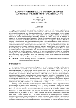 Rapid Tsunami Models and Earthquake Source Parameters: Far-Field and Local Applications