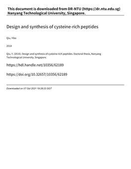 Design and Synthesis of Cysteine‑Rich Peptides