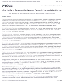 Max Holland Rescues the Warren Commission and the Nation� Page 1 of 34 � PRO3E from the September-October 2000 Issue (Vol