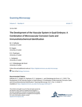 The Development of the Vascular System in Quail Embryos: a Combination of Microvascular Corrosion Casts and Immunohistochemical Identification