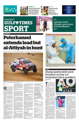 Peterhansel Extends Lead but Al-Attiyah in Hunt Qatari Star Is Second Overall, Seven Minutes 53 Seconds Off Lead