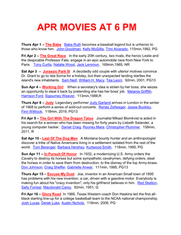 Apr Movies at 6 Pm