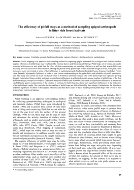 The Efficiency of Pitfall Traps As a Method of Sampling Epigeal Arthropods in Litter Rich Forest Habitats