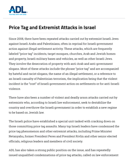 Price Tag and Extremist Attacks in Israel