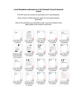 Local Residents Submissions to the Erewash Council Electoral Review