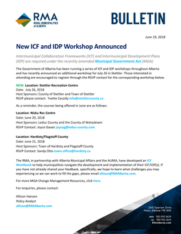 New ICF and IDP Workshop Announced