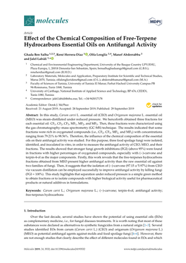 Effect of the Chemical Composition of Free-Terpene Hydrocarbons