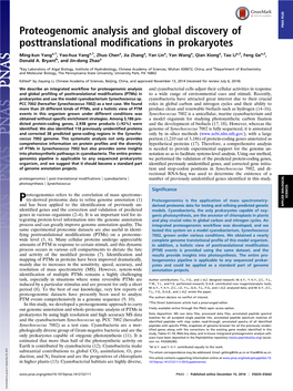 Proteogenomic Analysis and Global Discovery of Posttranslational