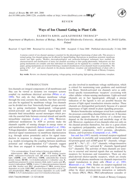 Ways of Ion Channel Gating in Plant Cells