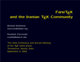 Farsitex and the Iranian TEX Community