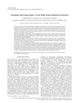 Taxonomy and Conservation: a Case Study from Chamaedorea Alternans