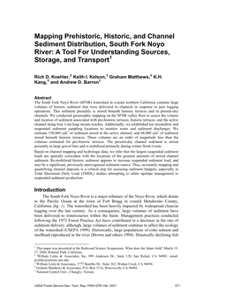 Mapping Prehistoric, Historic, and Channel Sediment Distribution, South Fork Noyo River: a Tool for Understanding Sources, Storage, and Transport1