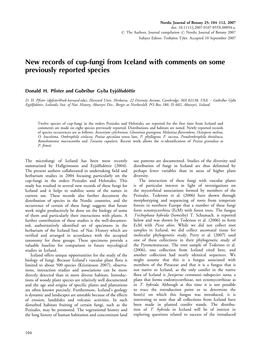 New Records of Cup-Fungi from Iceland with Comments on Some Previously Reported Species