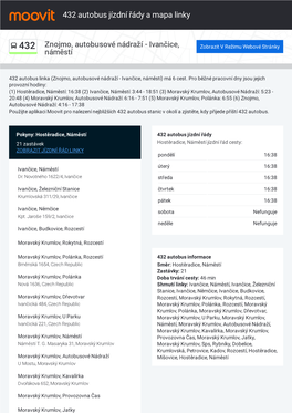 432 Autobus Jízdní Řády a Mapa Cesty Linky