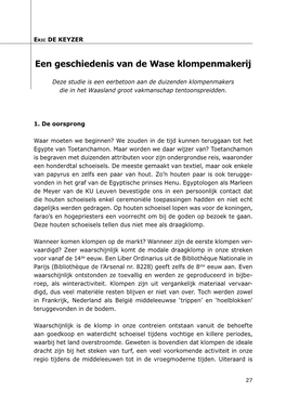 Een Geschiedenis Van De Wase Klompenmakerij