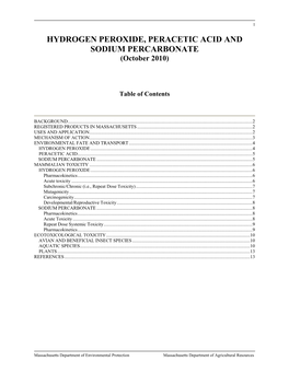 HYDROGEN PEROXIDE, PERACETIC ACID and SODIUM PERCARBONATE (October 2010)