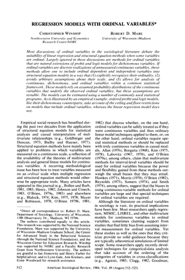 Regression Models with Ordinal Variables*