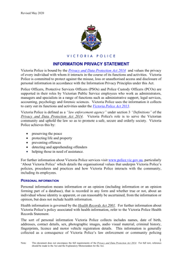 Victoria Police Information Privacy Statement Pdf 140.72 KB