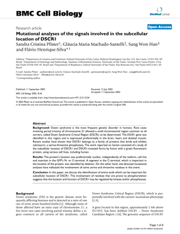 Mutational Analyses of the Signals Involved in the Subcellular Location of DSCR1