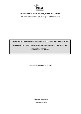 Instituto Nacional De Pesquisas Da Amazônia Programa De Pós-Graduação Em Botânica